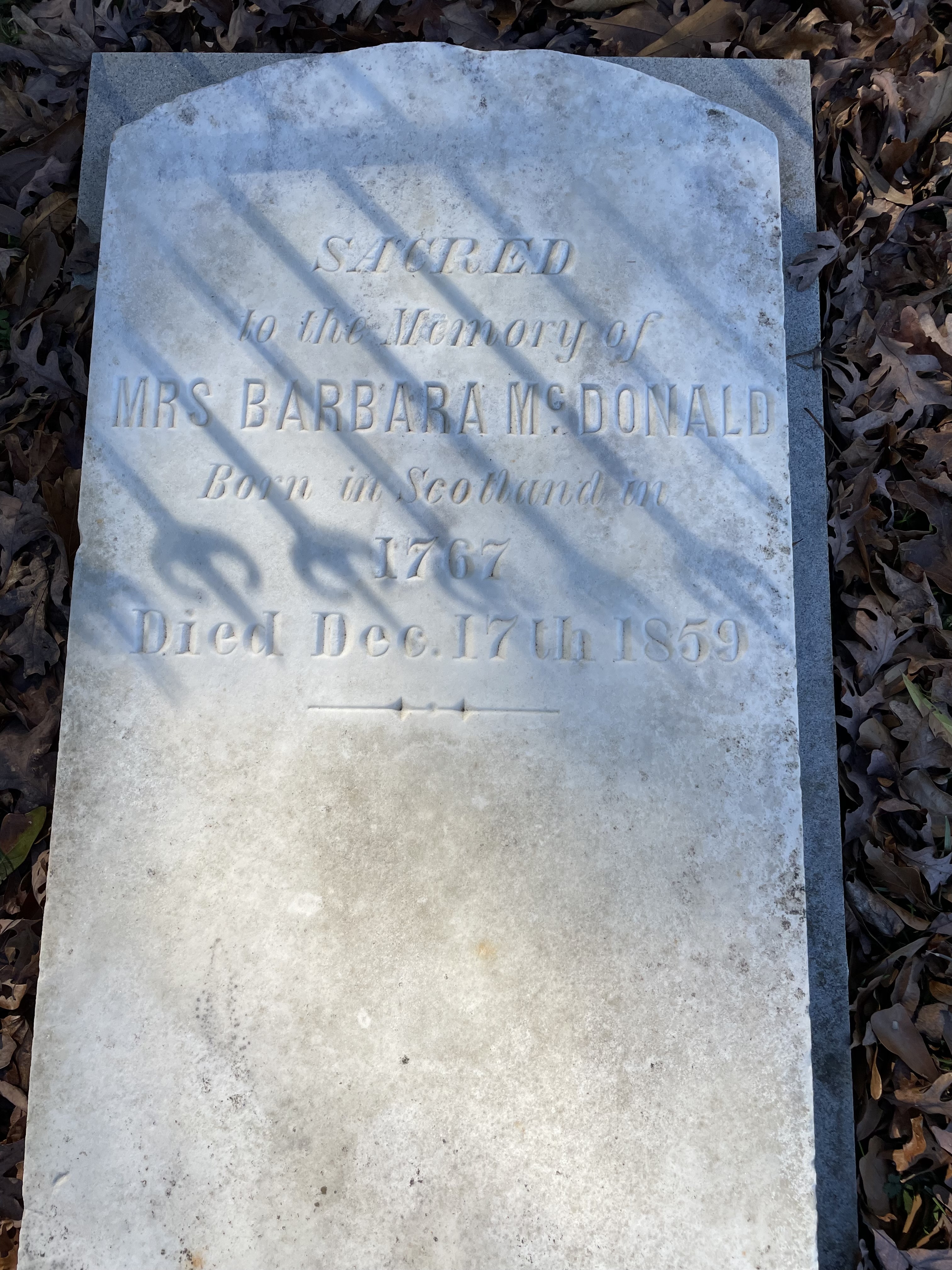 <span>Barbara McDonald:</span> Earliest born marker 1767
